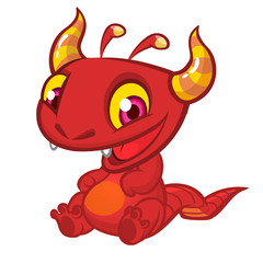 Funny cartoon monster. Vector illustration of cute monster creature.