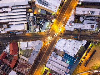 Fototapeta premium Aerial view of road crossing in ohannesburg, South Africa