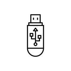 Usb Vector Icon Line Illustration.