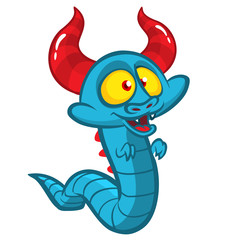 Funny cartoon monster. Vector illustration of cute monster creature.