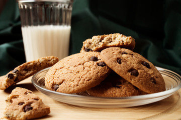 Chocolate cookies with milk