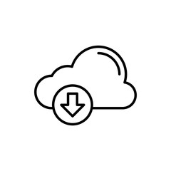 Cloud Download Vector Icon Line Illustration.