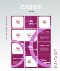 modern social media post feed, instagram feed, purple, white, minimalist, collour trend 2020 cassis.