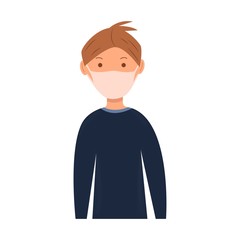 Guy in medical mask protecting against viruses. Illustration on a white background. The fight against coronavirus 2019-nCoV. Quarantine Concept.