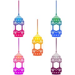 Fototapeta na wymiar Ramadan Lantern Design in Set for Creative Concept of Islamic Celebration.