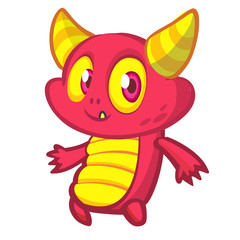 Funny cartoon monster. Vector illustration of cute monster creature.