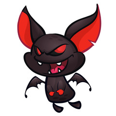 Cartoon funny flying bat. Halloween vector  illustration.