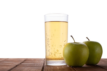 Apple juice on a table with isolated background