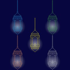 Ramadan Lantern Design in Set for Creative Concept of  Islamic Celebration.