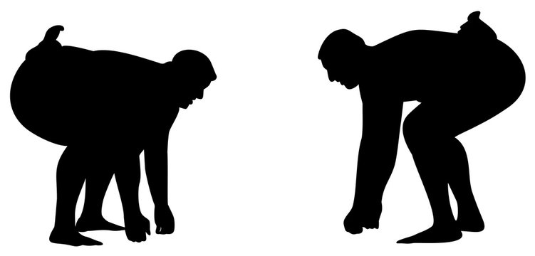 silhouette of sumo wrestling vector