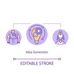 Idea generator concept icon. Brainstorm, creative team idea thin line illustration. Project planning and creating process. Vector isolated outline RGB color drawing. Editable stroke