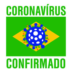 Coronavirus Icon Cell COVID 19 New Infection Influenza Dangerous China Vector Isolated Brazil Flag