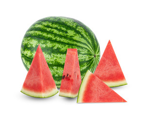 Slice of watermelon isolated on white background.