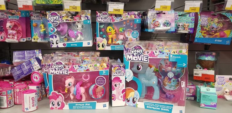 Toys ponies in the supermarket