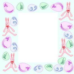 Easter rabbit and eggs card frame.