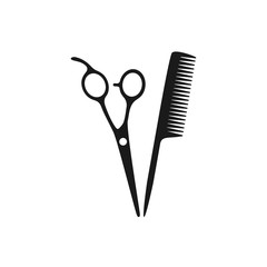 hair comb icon and scissor vector icon conception