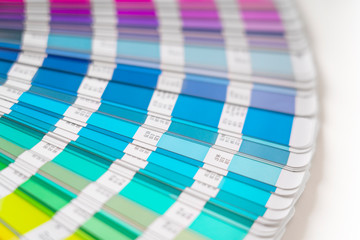Close-up on color palette guide for printing