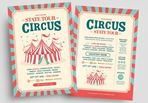 Circus Flyer Layout with Tent Illustration