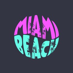 miami beach florida palm tree vintage badge vacations