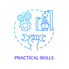 Practical ability blue concept icon. Technical knowledge. Building ships. Boat construction. Specialist ability idea thin line illustration. Vector isolated outline RGB color drawing