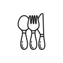 fork icon with spoon and knife icon in trendy flat style 