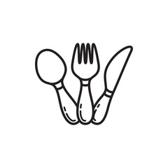 fork icon with spoon and knife icon in trendy flat style 
