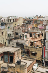 Fototapeta na wymiar View from rooftop of Indian city Delhi buildings in ruins