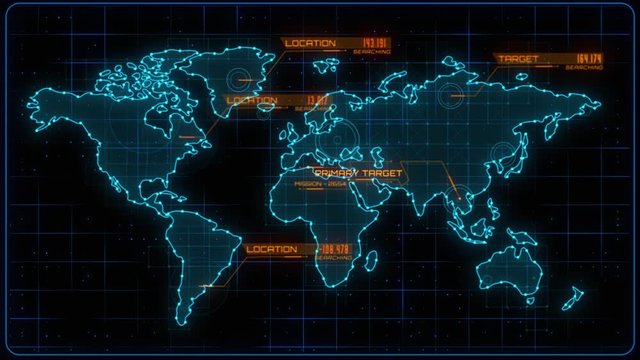 Blue Earth World Map HUD Screen Display Graphic Element