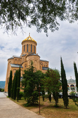 The Cathedral of Saint Trinity (Sameba) in the Old Town of Tbilisi.