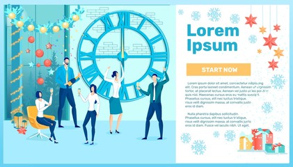 New Year Corporate Party Against Huge Wall Clock