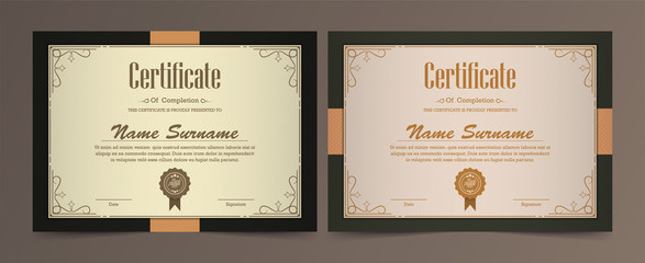 Certificate of appreciation template with vintage gold border - Vector 