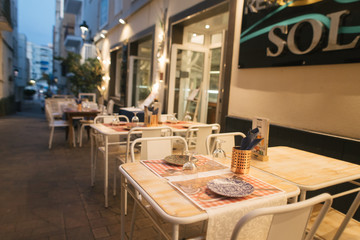evening streets of Lampola, Spain