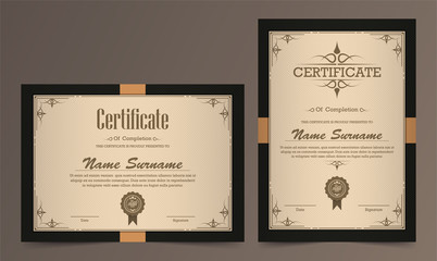Certificate. Template diploma currency border. Award background Gift voucher. Vector illustration. - Vector
