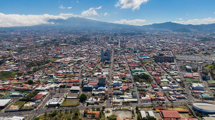 Beautiful aerial view of the empty streets due to Coronavirus disease (COVID-19) in San Jose Costa Rica