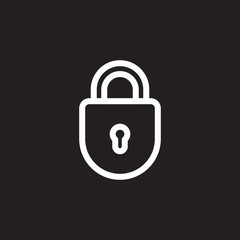 padlock or lock icon isolated on black background