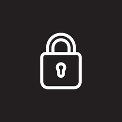 padlock or lock icon isolated on black background