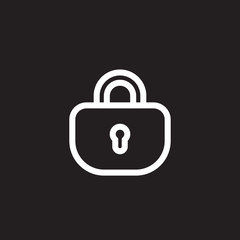 padlock or lock icon isolated on black background