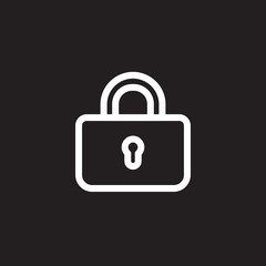 padlock or lock icon isolated on black background