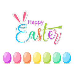 Happy Easter card. Set of  Easter eggs  on a white background.  Vector isolated Illustration. 