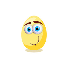 Happy Easter! Vector isolated illustration with yellow egg and eyes on white background