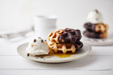 waffle with ice cream.
