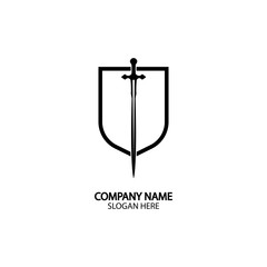 Shield and Sword logo icon design template.Guardian icon.security element.