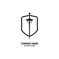 Shield and Sword logo icon design template.Guardian icon.security element.