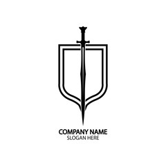 Shield and Sword logo icon design template.Guardian icon.security element.