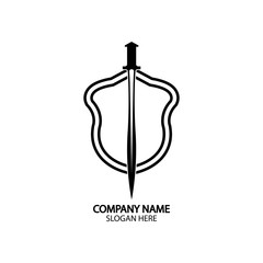 Shield and Sword logo icon design template.Guardian icon.security element.