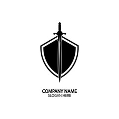 Shield and Sword logo icon design template.Guardian icon.security element.
