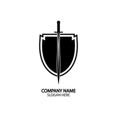 Shield and Sword logo icon design template.Guardian icon.security element.