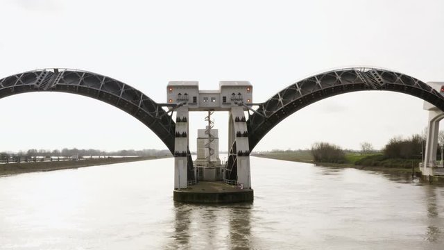 Hagestein, Utrecht / The Netherlands - March 17th 2020: the dam and lock complex standing up