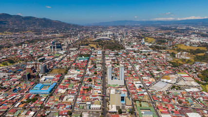 Beautiful aerial view of the empty streets due to Coronavirus disease (COVID-19) in San Jose Costa Rica
