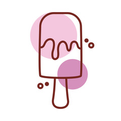 delicious ice cream in stick with two flavors line color style